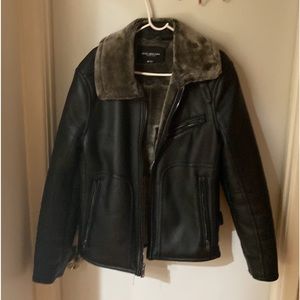 Fur leather jacket